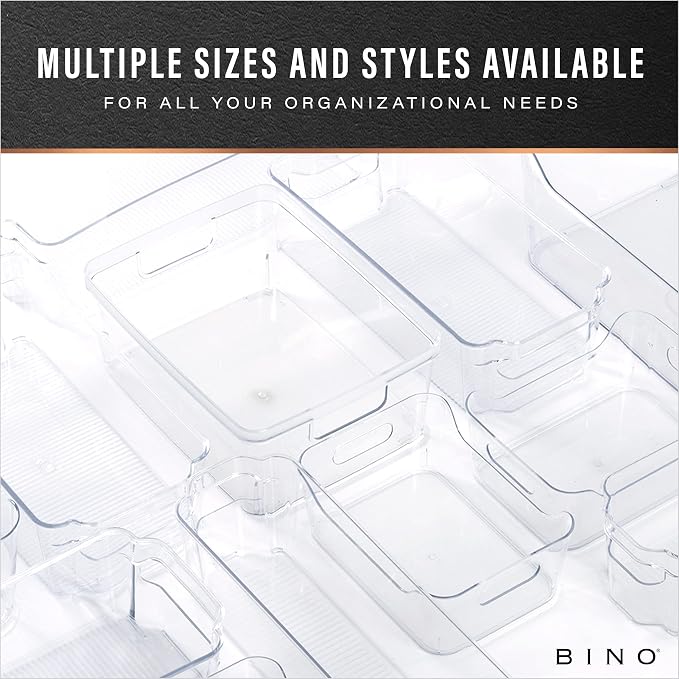 BINO | Plastic Storage Bins, Medium - 6 Pack | THE LUCID COLLECTION | Multi-Use Built-In Handles | BPA-Free | Clear Storage Containers | Fridge Organizer | Pantry & Home Organization - Image 8