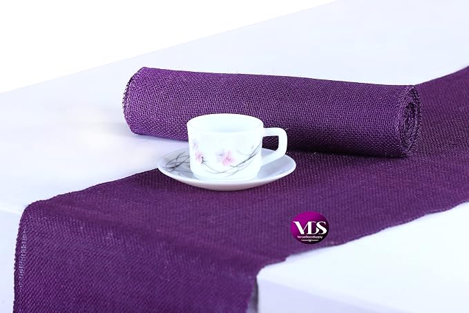VDS Pack of 25, Burlap Table Runner 100% Natural Jute Rustic Hessian Table Cloth Centrepiece for Wedding Bridal Shower Birthday Event Party Banquet Table Decoration (Size 12X108 Inch)(Purple) by VDS