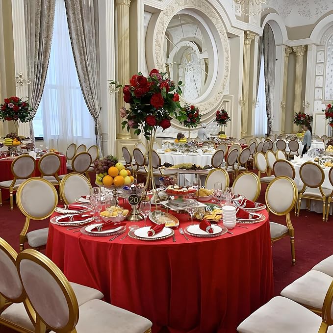 8 Packs 120 Inch Red Round Tablecloth - Image 5