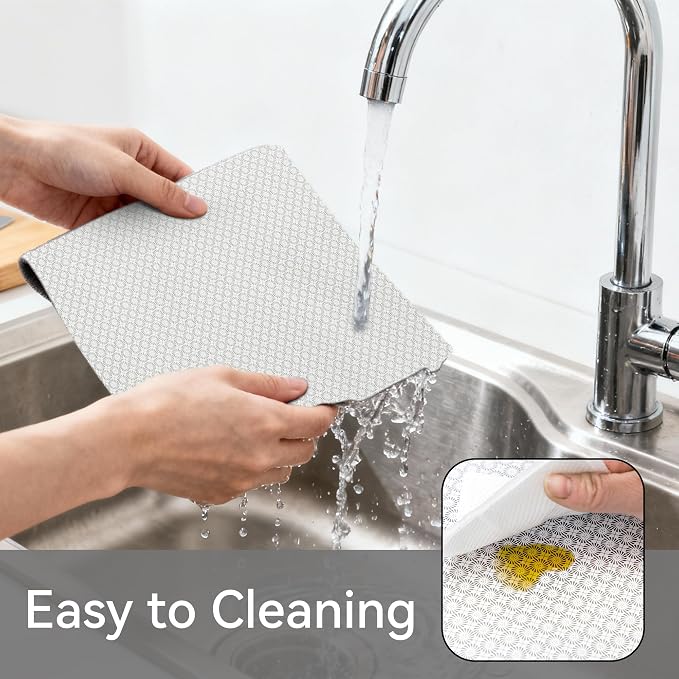 FIFTY FEET 12"x120" Non-Adhesive Shelf Liner for Kitchen Cabinets and Drawers, Washable Non-Slip PVC Cabinet Liner (White Circle)(3 Roll) - Image 4