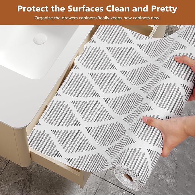 Drawer and Shelf Liner for Kitchen Cabinets, Non-Adhesive Strong Grip Thickened Cabinet Liners for Shelves, Non-Slip Mats Shelving Paper Protect Cupboard, Dresser, Pantry | Gray, 11.8" x 10FT - Image 3