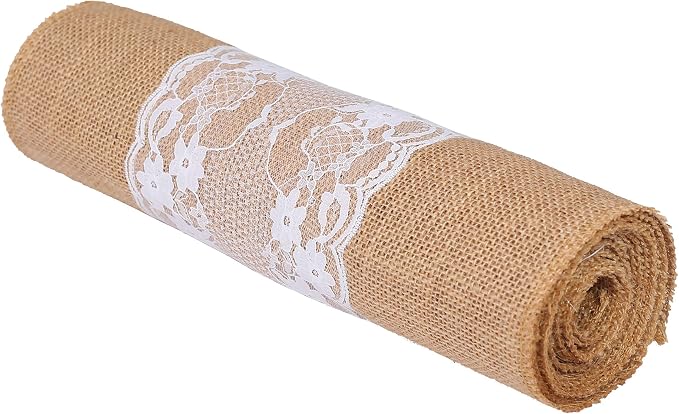 MDS 15 PCS 100% Natural Burlap Table Runners 12" x 108" with Lace, Rustic Farmhouse Country Vintage Boho Jute Runner for Wedding Reception Birthday Party Home Kitchen Dining Coffee Table Decoration - Image 4