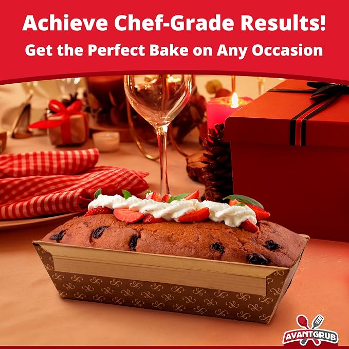Chef-Grade Elegant 1Lb Paper Loaf Pans 10 Pk. Best Disposable Bakeable Kraft Pan Supply for Baking Bread, Small Meatloaf, Lemon Bundt Cake, Sweets for Holiday Gifts Bake Sales or Fundraiser. - Image 6