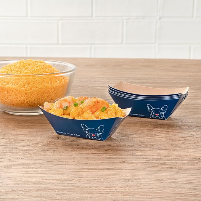 Restaurantware-Bio Tek 2 Ounce Food Trays, 400 Disposable Paper Food Trays - Heavy-Duty, Greaseproof, Frenchie Paper Food Boats, For Snacks, Appetizers, Or Treats, Use At Parties Or Carnivals - Image 3