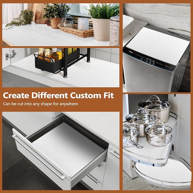 Shelf and Drawer Liner for Kitchen Cabinet, Non Adhesive Drawer Liner 11.8IN x 20FT, Non-Slip Thick Strong Grip Shelf Paper Liners, Waterproof Mats for Cupboard, Dresser, Pantry, White - Image 8