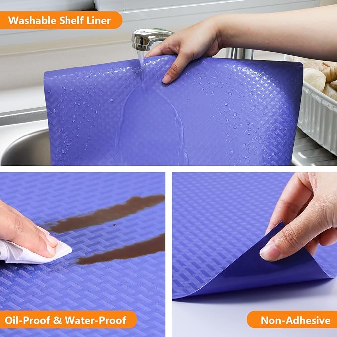 Shelf Liners for Kitchen Cabinets, Drawer, Fridge Liner Blue 17.5"× 393.7" - Image 4