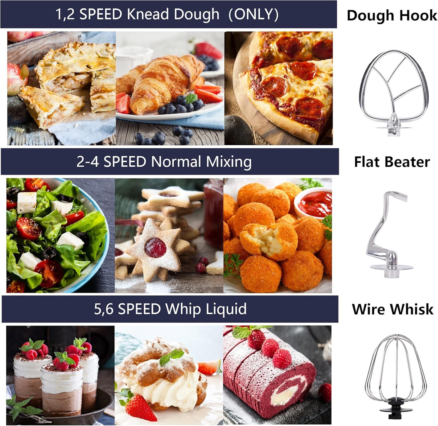 Stand Mixer, CUSIMAX 6.5QT Stainless Steel kitchen Electric Mixer 6-Speeds Tilt-Head Dough Mixers for Home Use with Dough Hook, Wire Whisk & Flat Beater, Splash Guard, Red