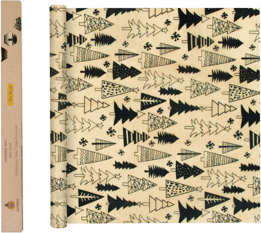 SUPERBEE Beeswax Wrap Roll XL, Reusable Beeswax Wrap for Food, Wrap Roll, Reusable Bees Wrap Paper for Wrapping Vegetables & Cheese, Bowl Covers and Sandwich Wrapping Paper, Christmas - 35x13"