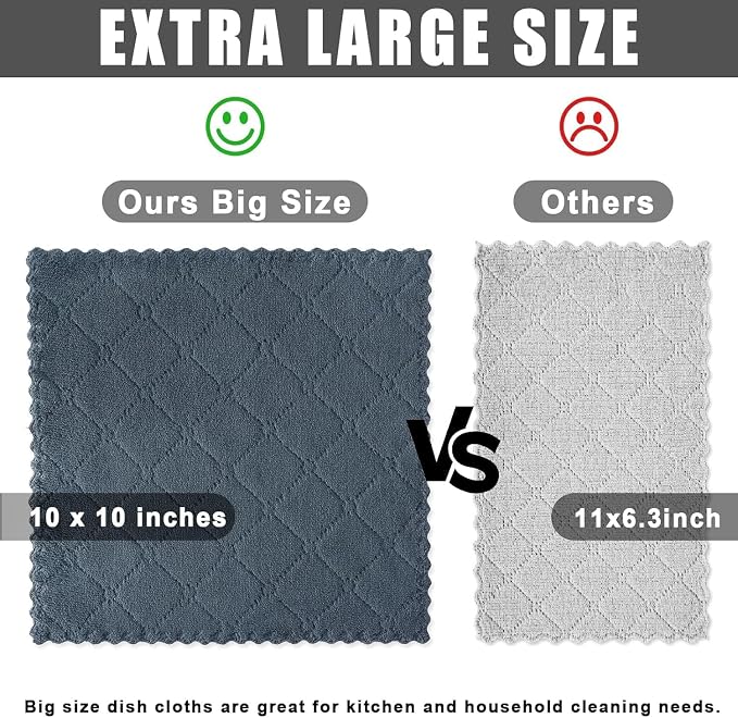 Homaxy 18 Pack Super Soft Absorbent Dish Cloths, 10" x 10", Dark Grey - Image 4