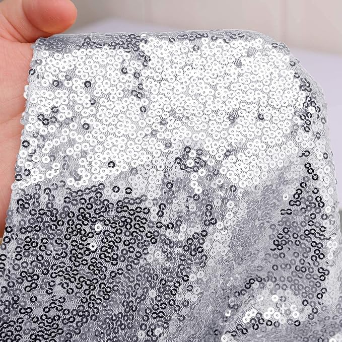 Silver Sequin Table Runner 6 Pack, 12x108 Inch Glitter Table Runner - Image 5