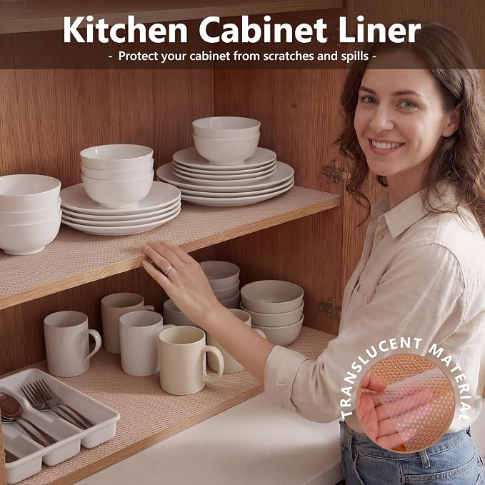 PABUSIOR Shelf Liner for Kitchen Cabinet: 100%EVA Clear Dual-Sided Non-Slip - Image 5