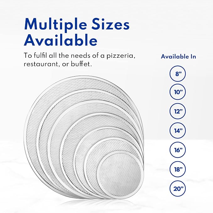 New Star Foodservice Seamless Aluminum Pizza Baking Screens, 20 Inch Round Mesh Pizza Pans for Crispy Crusts, Restaurant-Grade, Pack of 6 - Image 7