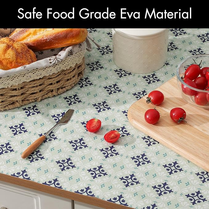 Cooyes Shelf and Drawer Liners for Kitchen Cabinets, Non-Adhesive Cabinet Liners, EVA Waterproof Durable Shelf Paper for Refrigerator, Shelves, Cupboard with European Pattern, Easy to Cut - Image 7