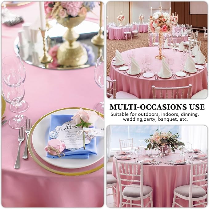 8 Packs 90 Inch Pink Round Tablecloth - Image 6