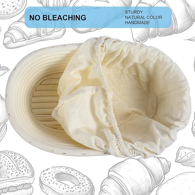 10 Inch banneton bread proofing basket, Set of 6 Natural Rattan Bread Proofing Basket with Linen Liners, Splinters-Free Handmade Brotform for Sourdough, Home & Professional Baking - Image 5