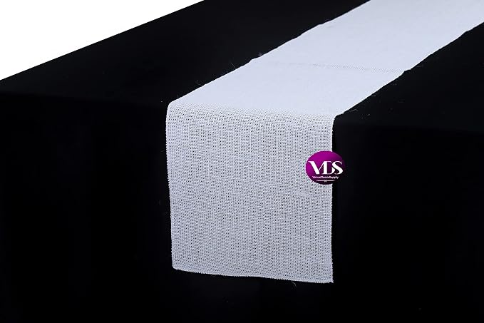 VDS Pack of 25, Burlap Table Runner 100% Natural Jute Rustic Hessian Table Cloth Centrepiece for Wedding Bridal Shower Birthday Event Party Banquet Table Decoration (Size 12X108 Inch)(White) - Image 2