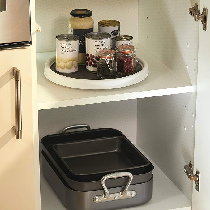 Copco Basics Lazy Susan Turntable and Kitchen Cupboard Organiser, 30 cm, White/Grey - Image 4