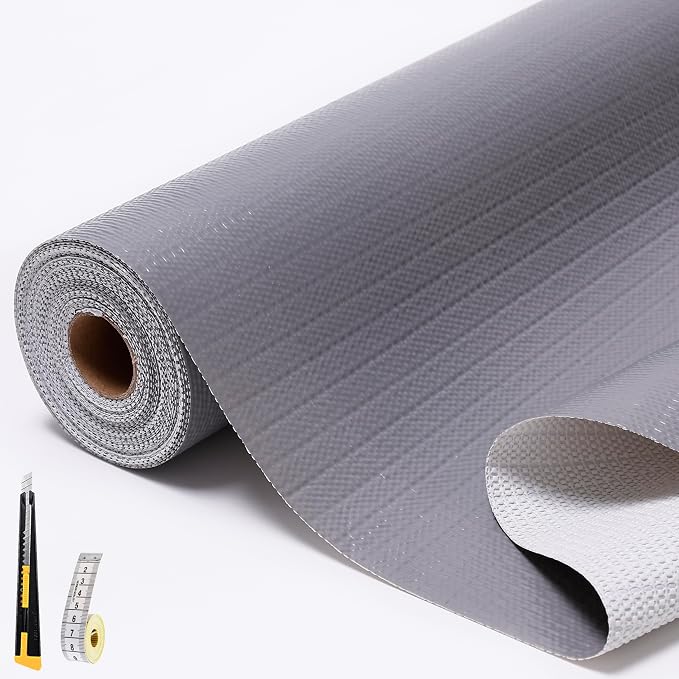 Drawer and Shelf Liners for Kitchen Cabinet,Non Slip Cabinet Liners for Shelves,Non-Adhesive Strong Grip Mats Protect Dresser Cupboard,Shelf Paper Easy to Clean-17.5IN x 20FT Gray by Unknown
