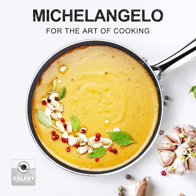 MICHELANGELO 2 Quart Saucepan with Lid, Nonstick Sauce Pan with Healthy Coating, Granite Sauce Pan with Stainless Steel Handle, 2 Qt Saucepan Induction Compatible, Gray - Image 7