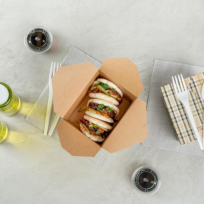 Restaurantware-Bio Tek 5.1 x 4.1 x 2.6 Inch Food Containers, 200 Durable Takeaway Boxes - Disposable, Sturdy, Plaid Paper 30 Ounce Takeout Boxes, Rectangle, For Takeouts And Delivery, Or Picnics - Image 7
