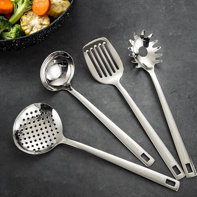 18/8 Stainless Steel Cooking Utensils Set of 4, Dishwasher Safe - Image 3