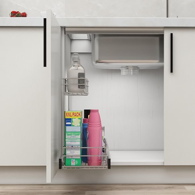 2 Pack Under Sink Organizer 9"W X17"D, Pull Out Cabinet Organizer 2 Tier, - Image 7
