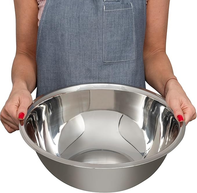8 Quart Large Stainless Steel Mixing Bowls Set, 3-Pack, Nesting Bowls | Extra Large Commercial Grade Metal Bowls for Meal Prep, Baking, Serving, Food Storage. Rustproof & Dishwasher Safe by WHYSKO