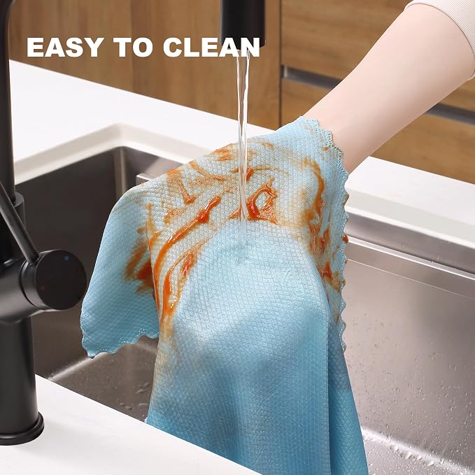 JOYMOOP Fish Scale Streak Free Magic Glass Window Cleaning Cloth, Microfiber Cleaning Cloth, Reusable Absorbent Shiny Wipes, Microfiber Towels, Lint Free Dish Drying Polishing Towels, 5 pcs - Image 5