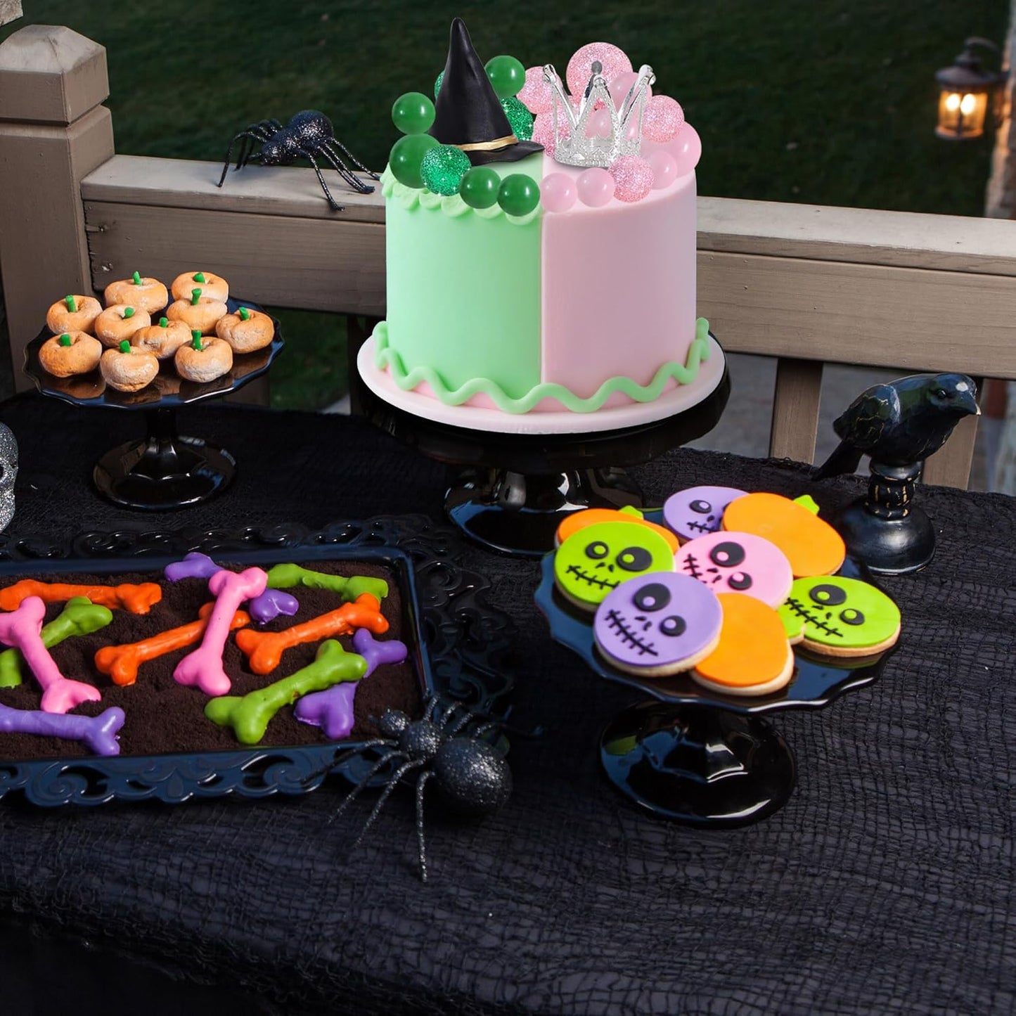 BEISHIDA 42 pcs Foam Ball Cake Toppers with Witch Hat and Crown Decorations Cake Decorations for Witch Theme Party Decor Pink and Green Decorations Supplies