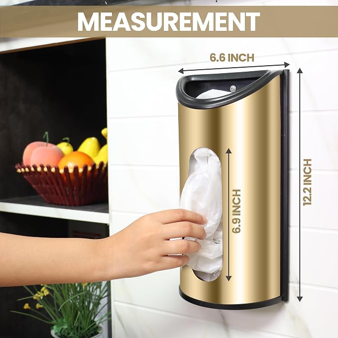 Utopia Kitchen Grocery Plastic Bag Holder and Dispenser for Plastic Bags - Easy Wall Mount Bag Saver - Stainless Steel (Gold, Medium (Pack of 1)) - Image 2