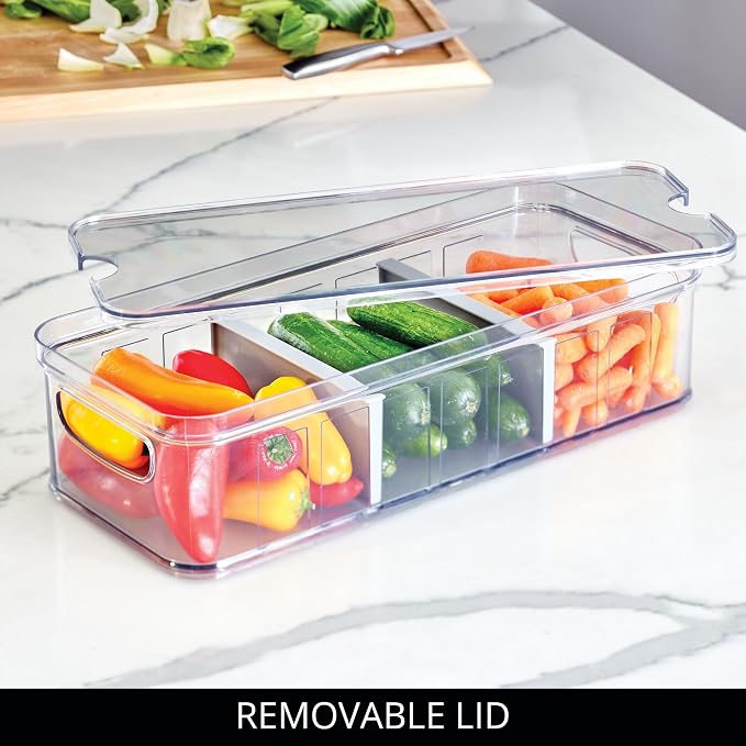 iDesign Large Fridge Organizer Bin, Clear/Gray, Set of 3 - Image 6
