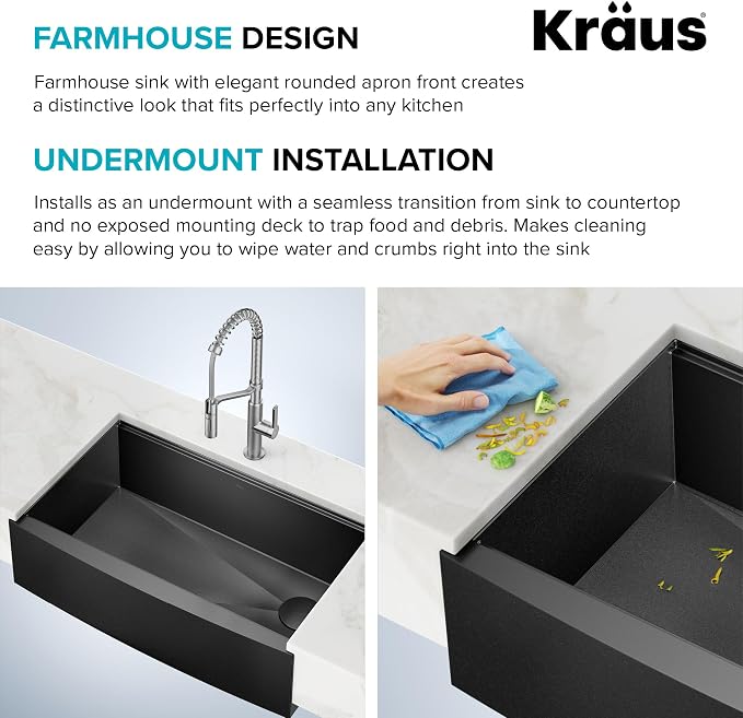 KRAUS Kore Workstation 33-inch Farmhouse Apron Front 16 Gauge Black Stainless Steel Single Bowl Kitchen Sink in PVD Gunmetal Finish with Accessories, KWF210-33/PGM - Image 8