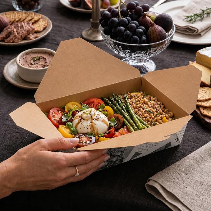 Restaurantware Bio Tek 8.5 x 6.3 x 2.5 Inch Food Containers 200 Durable Noodle Boxes - Disposable Sustainable Newsprint Paper 17-Ounce Takeout Boxes Rectangle For Takeouts Or Picnics - Image 5