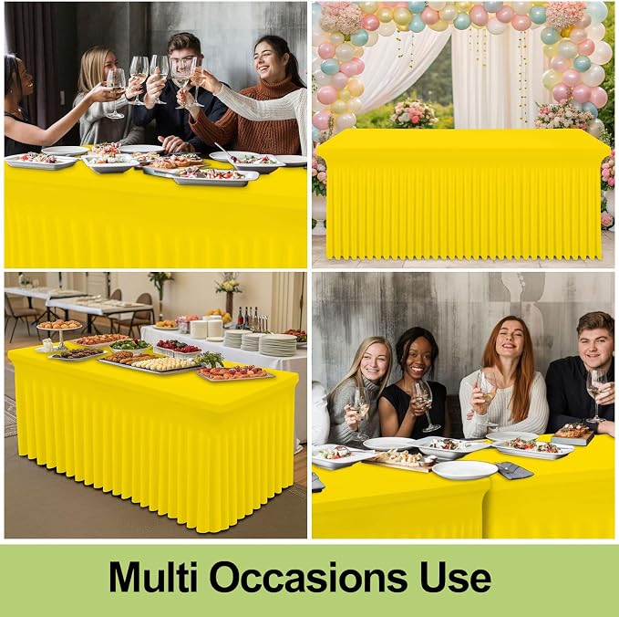 Smiry 2 Pack Spandex Elastic Fitted Table Cloth Skirt for 8FT Table - Image 7