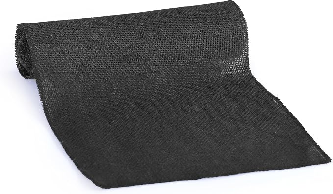 MDS® Pack of 25 Natural Burlap Table Runner, 12 x 108 Inch, Jute Rustic Farmhouse Boho Table Decor for Wedding Reception, Dining Table, Bridal Shower, Baby Shower & Party Decorations - Black - Image 4