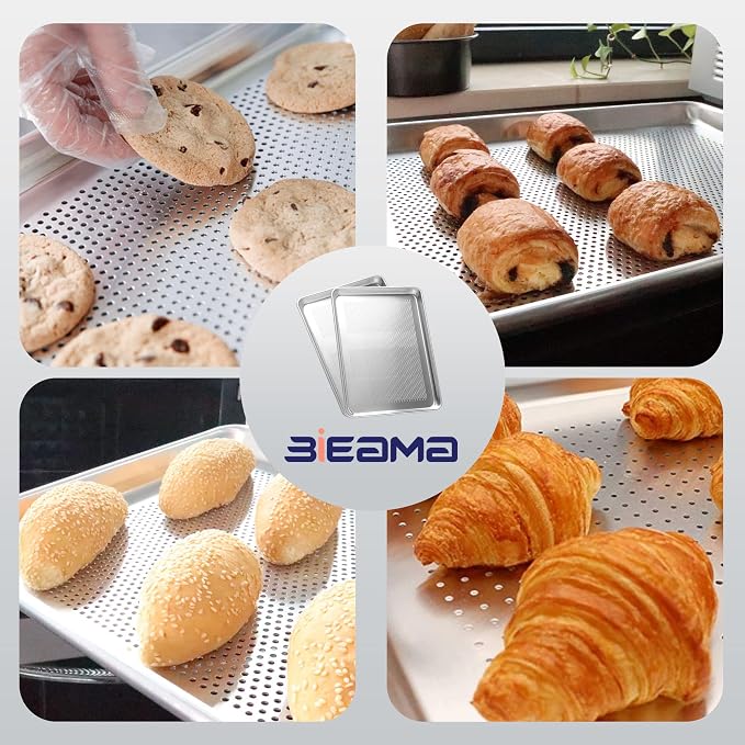 BIEAMA 6 Pack Perforated Half Size 18" x 13" Baking Sheet Pan | Aluminum Commercial Bakery Equipment Cookie Sheets, NSF Approved Baking Tray - Image 9