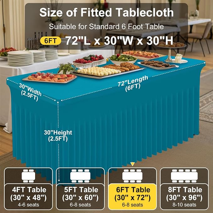 Smiry Spandex Elastic Fitted Table Cloth Skirt for 6FT Rectangle Table - Image 4