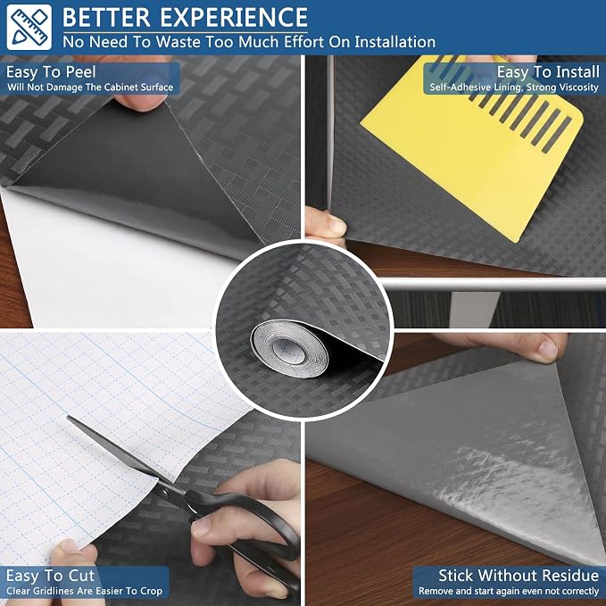 Self Adhesive Shelf Liner, 17.5" x 196.8" Contact Paper for Cabinets Drawer - Image 3