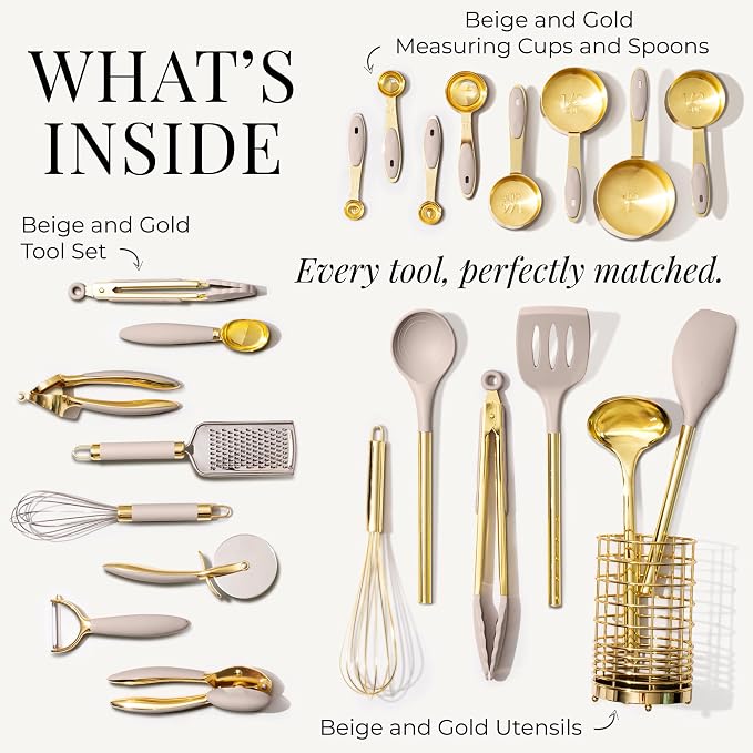 Styled Settings Beige and Gold Utensils Set, 23-Piece - Image 3
