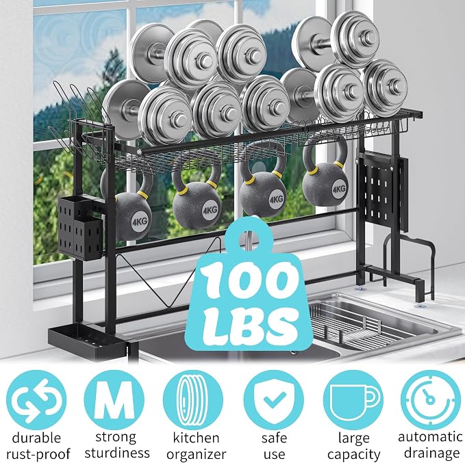 MINGLING Over the Sink Dish Drying Drainer Rack - Height & Width Adjustable - Image 8