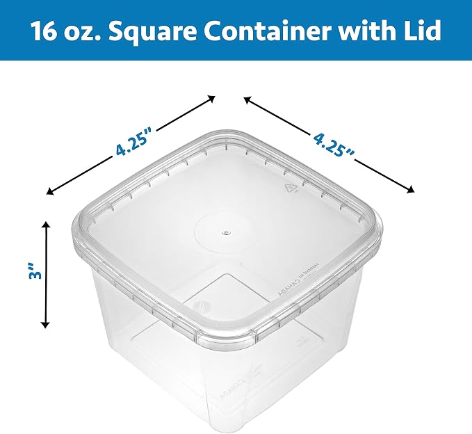 NYHI 40 Pack Square Clear Deli Containers with Lids Disposable BPA Free Square Plastic Food Storage Containers with Lids Airtight for Meal Prep Take Out Kitchen (16 oz) - Image 4