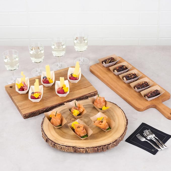 Restaurantware-Bio Tek 2 Ounce Food Boats, 50 Disposable Paper Food Trays - Heavy-Duty, Grease-Resistant, Kraft Paper Food Boats, For Snacks, Appetizers, Or Treats, Use At Parties Or Carnivals - Image 6
