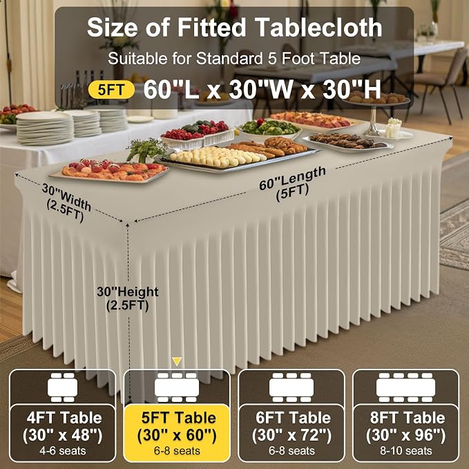 Smiry Spandex Elastic Fitted Table Cloth Skirt for 5FT Rectangle Table - Image 3
