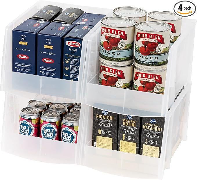 IRIS USA 4-Pack, X Large Plastic Stackable Storage Bin Organizer, Clear by IRISUSA