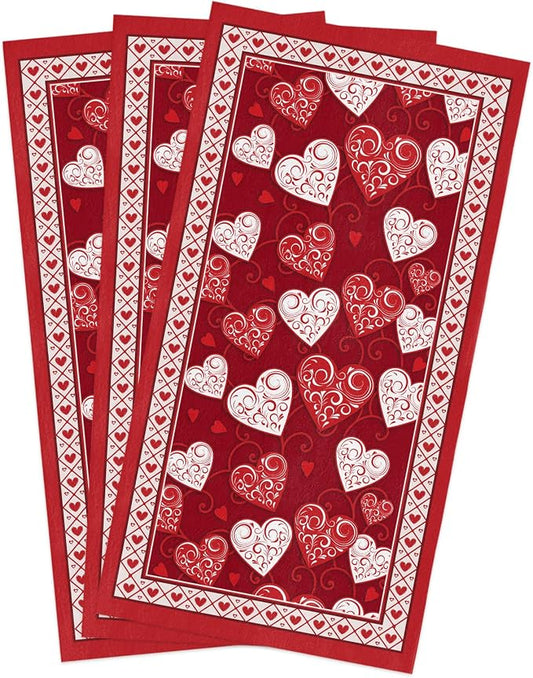 Smile Sunflower Kitchen Towels,Microfiber Cleaning Cloths, Valentine's Day Red Love Heart Soft Dish Towels for Kitchen, Pack of 3 Absorbent Reusable Dish Towels,Tea Towels,Bar Towels,18x28 Inch by Smile+Sunflower