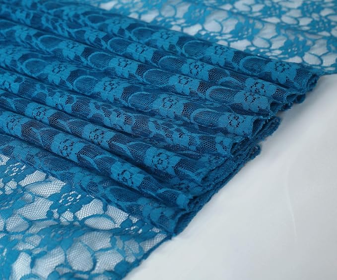 VDS Pack of 12 Floral Lace Table Runners Centerpiece Cloth Linen for Wedding Bithday Graduation Engagement Ceremony Events Party Banquets Table Decoration (12x108 inch) (Dark Teal) - Image 2