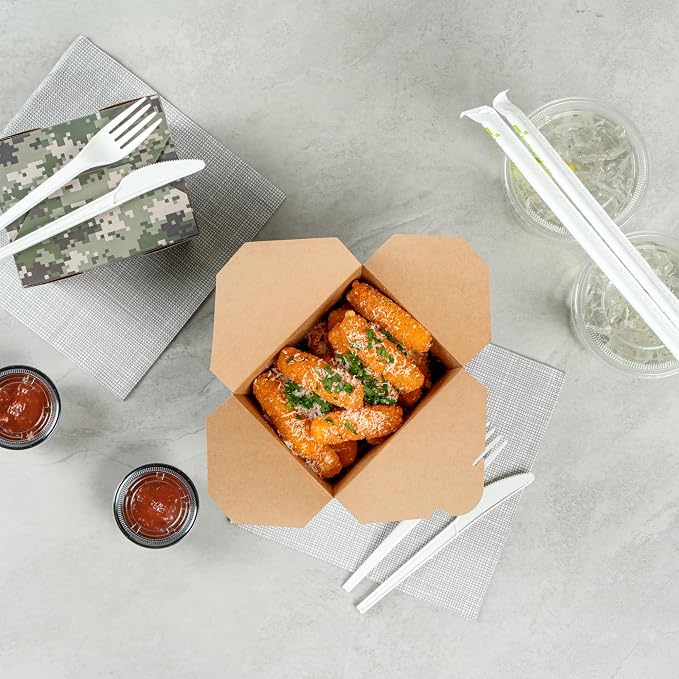 Restaurantware-Bio Tek 5.1 x 4.1 x 2.6 Inch Food Containers, 200 Durable Takeaway Boxes - Disposable, Sturdy, Camouflage Paper 30 Ounce Takeout Boxes, Rectangle, For Takeout And Delivery, Or Picnics - Image 7