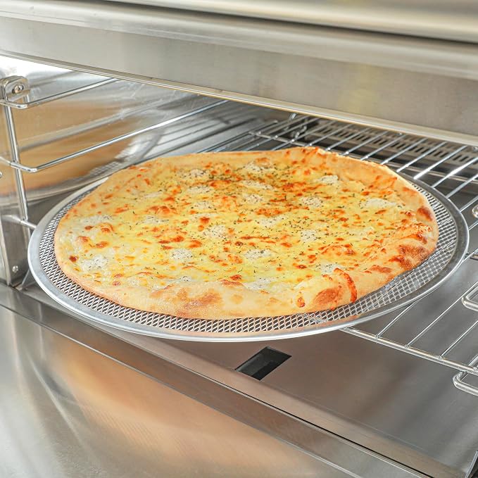 Restaurantware 18 Inch Aluminum Pizza Screen Pack of 72 Mesh Baking Tool For Crispy Crust, Lightweight Stackable Seamless Rim Rust-Resistant Baking Screen, Reusable for Pizzerias, Home Oven Use - Image 7