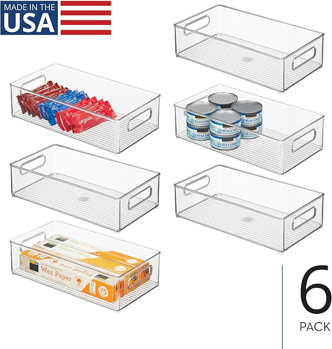 iDesign Stackable Fridge Bin, Set of 6, Clear | Kitchen Storage Bin, For Pantry, Cabinets, or Fridge - Image 2