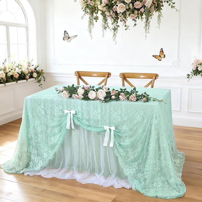 Lace Table Cloth Vintage Lace Tablecloth Desk Fabric 60x120Inch for Garden - Image 3